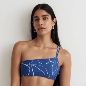 Madewell NWT Double-Strap One-Shoulder Bikini Top Size XXS Blue